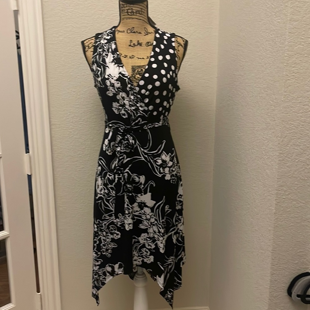 INC black and white petite large dress
